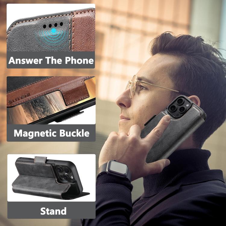 Suteni Q07 2-in-1 Multi-function Detachable Wallet MagSafe Phone Case, For iPhone 12 Pro