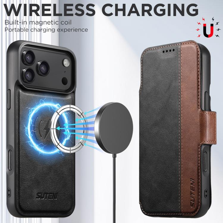 Suteni Q07 2-in-1 Multi-function Detachable Wallet MagSafe Phone Case, For iPhone 18, For iPhone 18 Pro, For iPhone 18 Pro Max, For iPhone 17 Pro Max, For iPhone 17 Pro, For iPhone 17, For iPhone Air, For iPhone 16 Pro Max