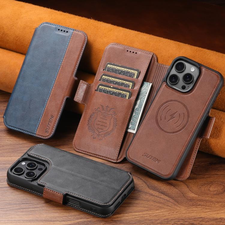 Suteni Q07 2-in-1 Multi-function Detachable Wallet MagSafe Phone Case, For iPhone 12 Pro