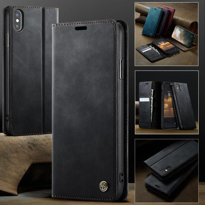 CaseMe 033 Calf Leather Lining Microfibre RFID Blocking Phone Case, For iPhone X / XS, For iPhone XR, For iPhone XS Max, For iPhone 7 Plus / 8 Plus