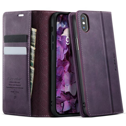 CaseMe 033 Calf Leather Lining Microfibre RFID Blocking Phone Case, For iPhone X / XS, For iPhone XR, For iPhone XS Max, For iPhone 7 Plus / 8 Plus