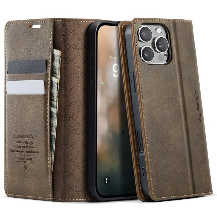 CaseMe 033 Calf Leather Lining Microfibre RFID Blocking Phone Case, For iPhone Air, For iPhone 16 Pro Max, For iPhone 16 Pro, For iPhone 16 Plus