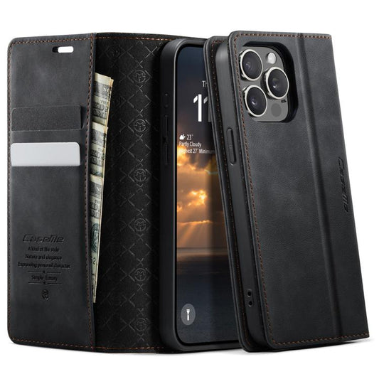 CaseMe 033 Calf Leather Lining Microfibre RFID Blocking Phone Case, For iPhone 14 Pro Max, For iPhone SE 2022 / 8 / 7, For iPhone 13 Pro Max, For iPhone 13 Pro