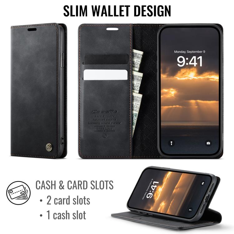 CaseMe 033 Calf Leather Lining Microfibre RFID Blocking Phone Case, For iPhone XR, For iPhone XS Max, For iPhone 18 Pro / 17 Pro, For iPhone 18 Pro Max / 17 Pro Max