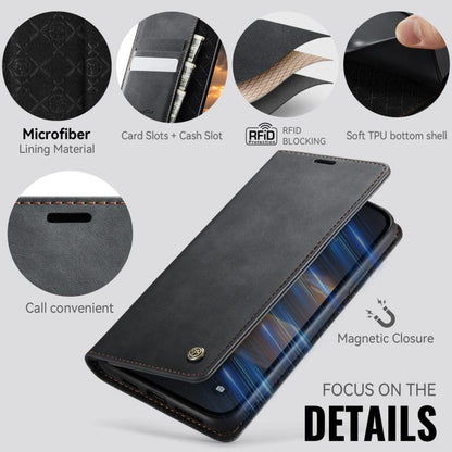 CaseMe 033 Calf Leather Lining Microfibre RFID Blocking Phone Case, For iPhone XR, For iPhone XS Max, For iPhone 18 Pro / 17 Pro, For iPhone 18 Pro Max / 17 Pro Max