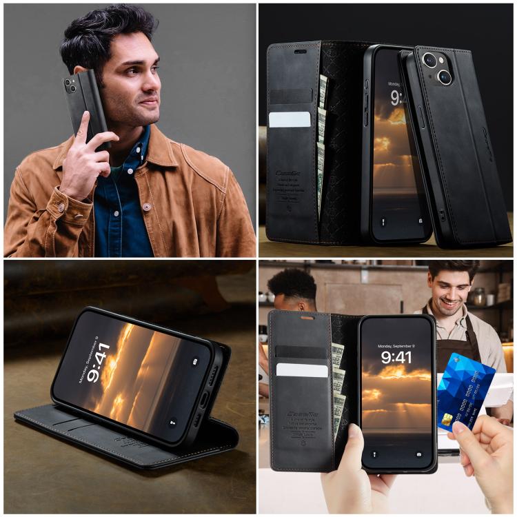 CaseMe 033 Calf Leather Lining Microfibre RFID Blocking Phone Case, For iPhone 13, For iPhone 13 mini, For iPhone 12 / 12 Pro, For iPhone 12 Pro Max