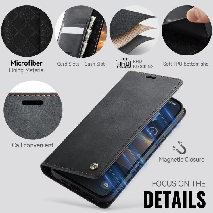 CaseMe 033 Calf Leather Lining Microfibre RFID Blocking Phone Case