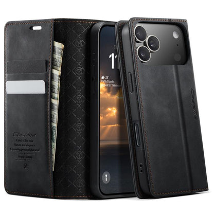 CaseMe 033 Calf Leather Lining Microfibre RFID Blocking Phone Case, For iPhone 17e / 16e, For iPhone 17 Pro Max, For iPhone 17 Pro, For iPhone 17