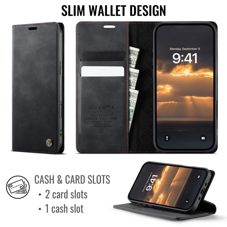 CaseMe 033 Calf Leather Lining Microfibre RFID Blocking Phone Case, For iPhone Air, For iPhone 16 Pro Max, For iPhone 16 Pro, For iPhone 16 Plus