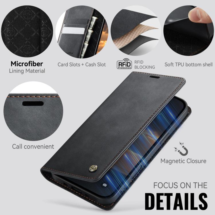 CaseMe 033 Calf Leather Lining Microfibre RFID Blocking Phone Case, For iPhone Air, For iPhone 16 Pro Max, For iPhone 16 Pro, For iPhone 16 Plus