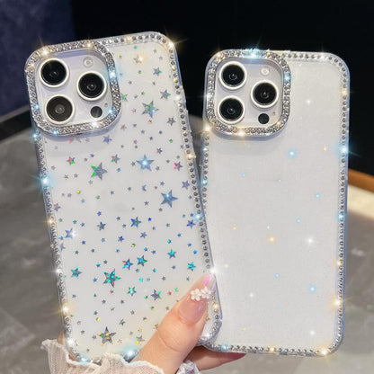 Rhinestone Glitter TPU 4-corners Anti-fall Phone Case, For iPhone 18 Pro / 17 Pro, For iPhone 18 Pro Max / 17 Pro Max, For iPhone 17e / 16e, For iPhone 17