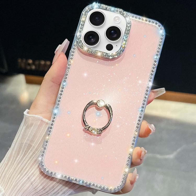 Rhinestone Glitter TPU Ring Holder Anti-fall Phone Case, For iPhone Air, For iPhone 16 Pro Max, For iPhone 16 Pro, For iPhone 16 Plus