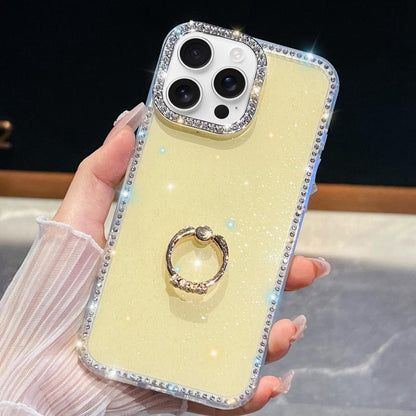 Rhinestone Glitter TPU Ring Holder Anti-fall Phone Case, For iPhone 14, For iPhone 14 Pro, For iPhone 14 Pro Max, For iPhone 13 Pro Max