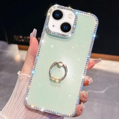 Rhinestone Glitter TPU Ring Holder Anti-fall Phone Case, For iPhone 13 Pro, For iPhone 13