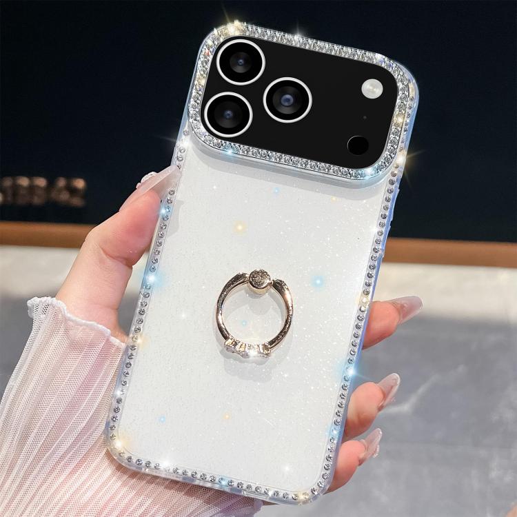 Rhinestone Glitter TPU Ring Holder Anti-fall Phone Case, For iPhone 18 Pro / 17 Pro, For iPhone 18 Pro Max / 17 Pro Max, For iPhone 17e / 16e, For iPhone 17