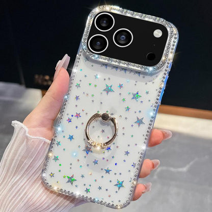 Rhinestone Glitter TPU Ring Holder Anti-fall Phone Case, For iPhone 18 Pro / 17 Pro, For iPhone 18 Pro Max / 17 Pro Max, For iPhone 17e / 16e, For iPhone 17