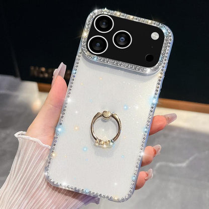 Rhinestone Glitter TPU Ring Holder Anti-fall Phone Case, For iPhone 18 Pro / 17 Pro, For iPhone 18 Pro Max / 17 Pro Max, For iPhone 17e / 16e, For iPhone 17