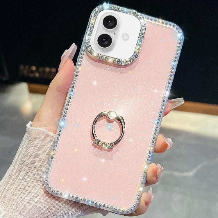 Rhinestone Glitter TPU Ring Holder Anti-fall Phone Case, For iPhone 18 Pro / 17 Pro, For iPhone 18 Pro Max / 17 Pro Max, For iPhone 17e / 16e, For iPhone 17