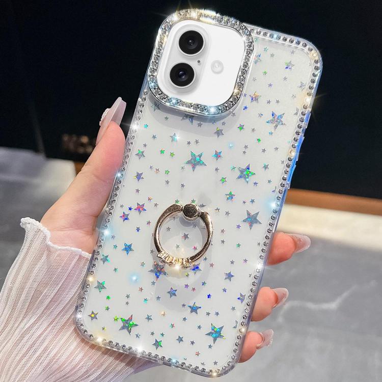 Rhinestone Glitter TPU Ring Holder Anti-fall Phone Case, For iPhone 18 Pro / 17 Pro, For iPhone 18 Pro Max / 17 Pro Max, For iPhone 17e / 16e, For iPhone 17