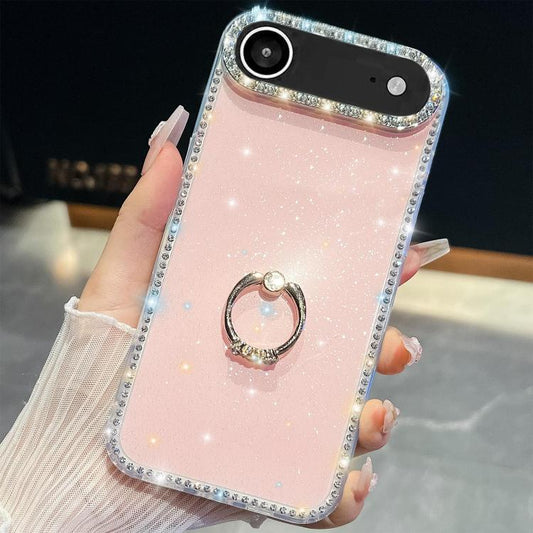 Rhinestone Glitter TPU Ring Holder Anti-fall Phone Case, For iPhone Air, For iPhone 16 Pro Max, For iPhone 16 Pro, For iPhone 16 Plus