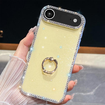 Rhinestone Glitter TPU Ring Holder Anti-fall Phone Case, For iPhone Air, For iPhone 16 Pro Max, For iPhone 16 Pro, For iPhone 16 Plus