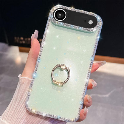 Rhinestone Glitter TPU Ring Holder Anti-fall Phone Case, For iPhone Air, For iPhone 16 Pro Max, For iPhone 16 Pro, For iPhone 16 Plus