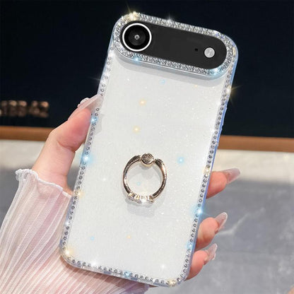 Rhinestone Glitter TPU Ring Holder Anti-fall Phone Case, For iPhone Air, For iPhone 16 Pro Max, For iPhone 16 Pro, For iPhone 16 Plus