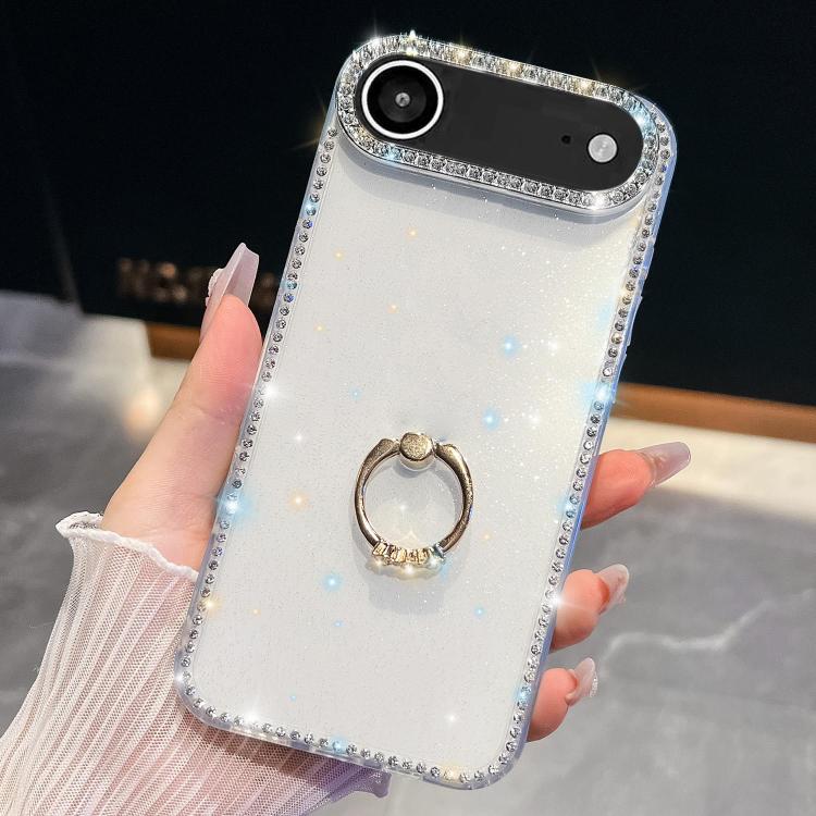 Rhinestone Glitter TPU Ring Holder Anti-fall Phone Case, For iPhone Air, For iPhone 16 Pro Max, For iPhone 16 Pro, For iPhone 16 Plus