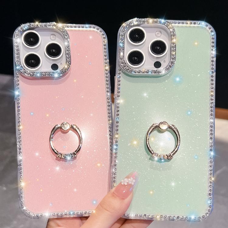 Rhinestone Glitter TPU Ring Holder Anti-fall Phone Case, For iPhone Air, For iPhone 16 Pro Max, For iPhone 16 Pro, For iPhone 16 Plus