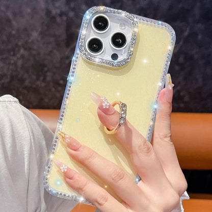 Rhinestone Glitter TPU Ring Holder Anti-fall Phone Case, For iPhone Air, For iPhone 16 Pro Max, For iPhone 16 Pro, For iPhone 16 Plus