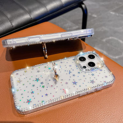 Rhinestone Glitter TPU Ring Holder Anti-fall Phone Case, For iPhone Air, For iPhone 16 Pro Max, For iPhone 16 Pro, For iPhone 16 Plus