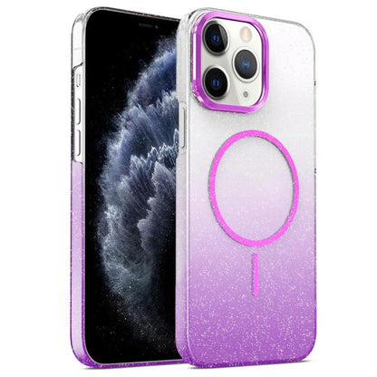 Gold Diamond Glitter Gradient MagSafe Shockproof Phone Case, For iPhone 12, For iPhone 12 Pro Max, For iPhone 12 Pro, For iPhone 11 Pro Max
