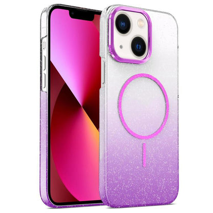 Gold Diamond Glitter Gradient MagSafe Shockproof Phone Case, For iPhone 14 Pro Max, For iPhone 13 Pro Max, For iPhone 13 Pro, For iPhone 13