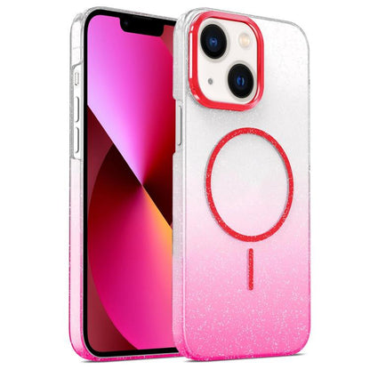 Gold Diamond Glitter Gradient MagSafe Shockproof Phone Case, For iPhone 14 Pro Max, For iPhone 13 Pro Max, For iPhone 13 Pro, For iPhone 13