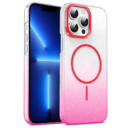 Gold Diamond Glitter Gradient MagSafe Shockproof Phone Case, For iPhone 14 Pro Max, For iPhone 13 Pro Max, For iPhone 13 Pro, For iPhone 13
