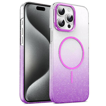 Gold Diamond Glitter Gradient MagSafe Shockproof Phone Case, For iPhone 15, For iPhone 14 Plus, For iPhone 14, For iPhone 14 Pro