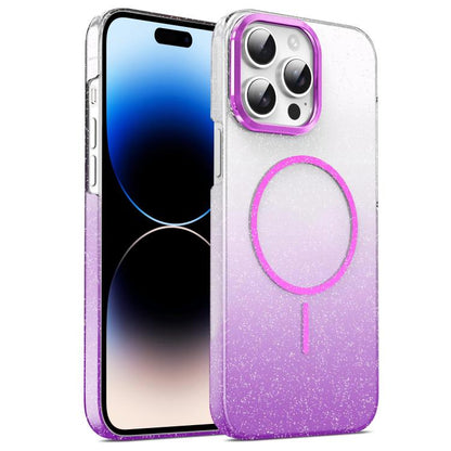 Gold Diamond Glitter Gradient MagSafe Shockproof Phone Case, For iPhone 14 Pro Max, For iPhone 13 Pro Max, For iPhone 13 Pro, For iPhone 13