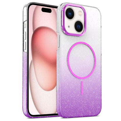 Gold Diamond Glitter Gradient MagSafe Shockproof Phone Case, For iPhone 16, For iPhone 15 Pro Max, For iPhone 15 Pro, For iPhone 15 Plus