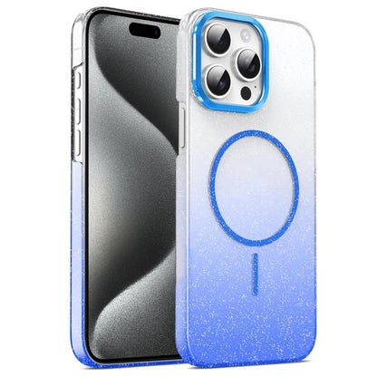 Gold Diamond Glitter Gradient MagSafe Shockproof Phone Case, For iPhone 16, For iPhone 15 Pro Max, For iPhone 15 Pro, For iPhone 15 Plus