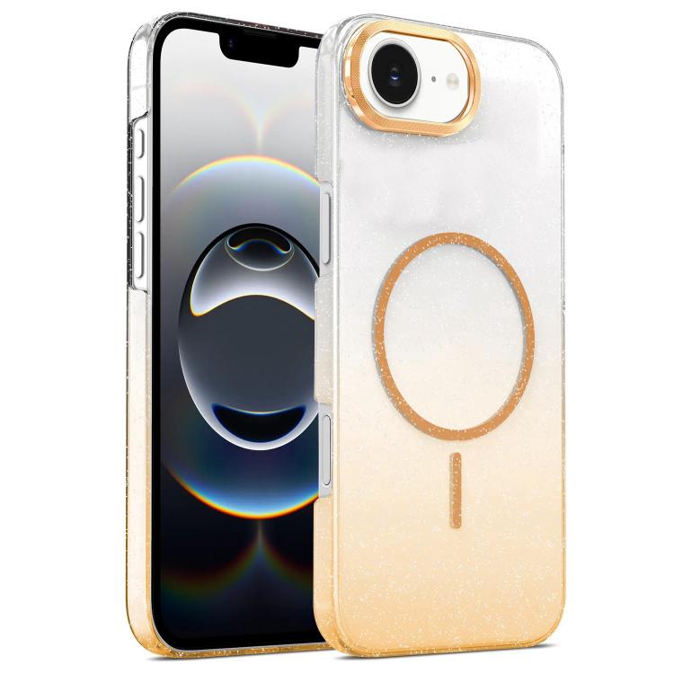 Gold Diamond Glitter Gradient MagSafe Shockproof Phone Case, For iPhone 17e / 16e, For iPhone 16 Pro Max, For iPhone 16 Pro, For iPhone 16 Plus