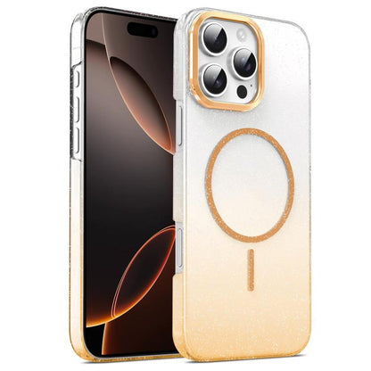 Gold Diamond Glitter Gradient MagSafe Shockproof Phone Case, For iPhone 17e / 16e, For iPhone 16 Pro Max, For iPhone 16 Pro, For iPhone 16 Plus