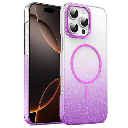 Gold Diamond Glitter Gradient MagSafe Shockproof Phone Case, For iPhone 17e / 16e, For iPhone 16 Pro Max, For iPhone 16 Pro, For iPhone 16 Plus