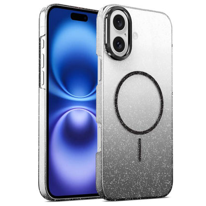 Gold Diamond Glitter Gradient MagSafe Shockproof Phone Case, For iPhone 17e / 16e, For iPhone 16 Pro Max, For iPhone 16 Pro, For iPhone 16 Plus