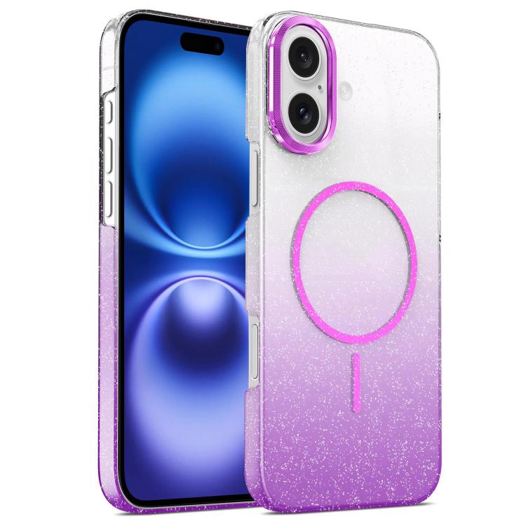 Gold Diamond Glitter Gradient MagSafe Shockproof Phone Case, For iPhone 17e / 16e, For iPhone 16 Pro Max, For iPhone 16 Pro, For iPhone 16 Plus