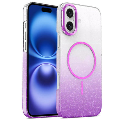 Gold Diamond Glitter Gradient MagSafe Shockproof Phone Case, For iPhone 17e / 16e, For iPhone 16 Pro Max, For iPhone 16 Pro, For iPhone 16 Plus