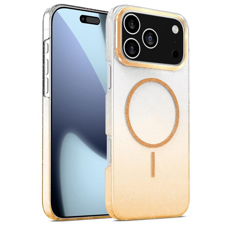 Gold Diamond Glitter Gradient MagSafe Shockproof Phone Case, For iPhone 17 Pro Max, For iPhone 17 Pro, For iPhone 17, For iPhone Air