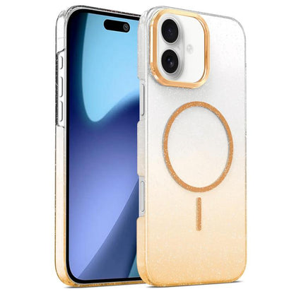 Gold Diamond Glitter Gradient MagSafe Shockproof Phone Case, For iPhone 17 Pro Max, For iPhone 17 Pro, For iPhone 17, For iPhone Air