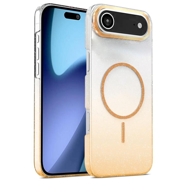 Gold Diamond Glitter Gradient MagSafe Shockproof Phone Case, For iPhone 17 Pro Max, For iPhone 17 Pro, For iPhone 17, For iPhone Air
