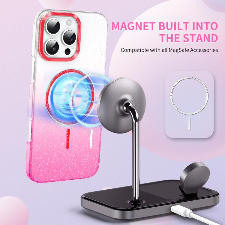 Gold Diamond Glitter Gradient MagSafe Shockproof Phone Case, For iPhone 14 Pro Max, For iPhone 13 Pro Max, For iPhone 13 Pro, For iPhone 13