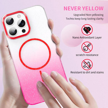 Gold Diamond Glitter Gradient MagSafe Shockproof Phone Case, For iPhone 14 Pro Max, For iPhone 13 Pro Max, For iPhone 13 Pro, For iPhone 13